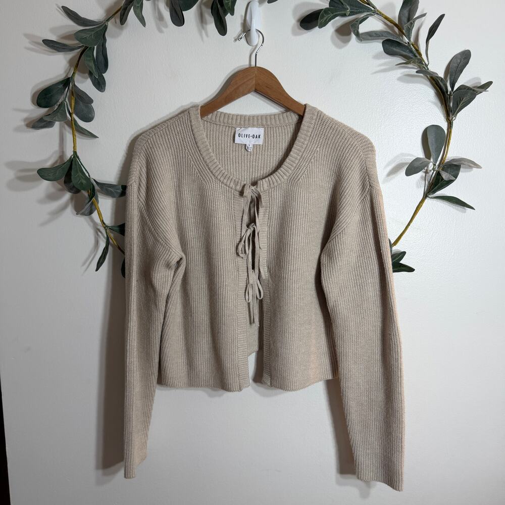 Olive + Oak Tan Tie Front Cardigan